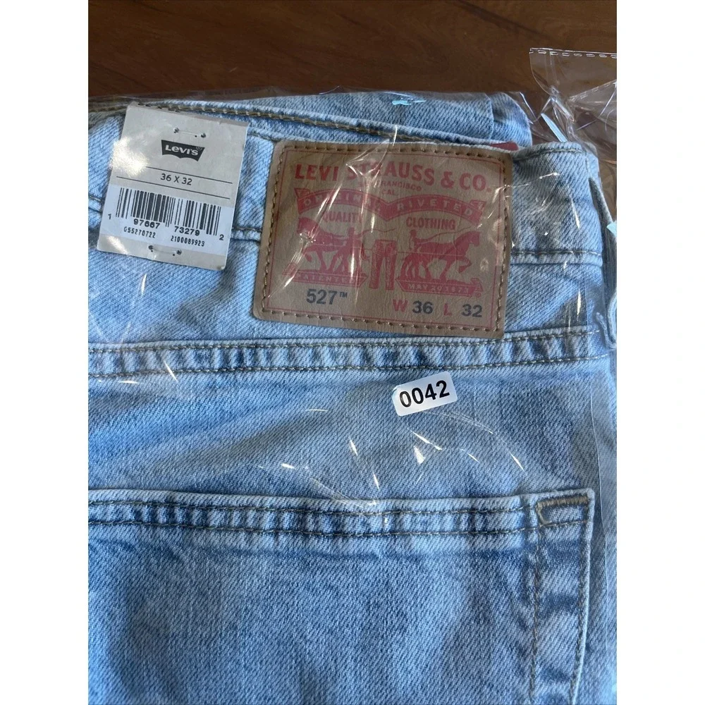 NWT Levi's 527 Slim Bootcut Jeans Men's 36x32 Light Wash Stretch 055270722